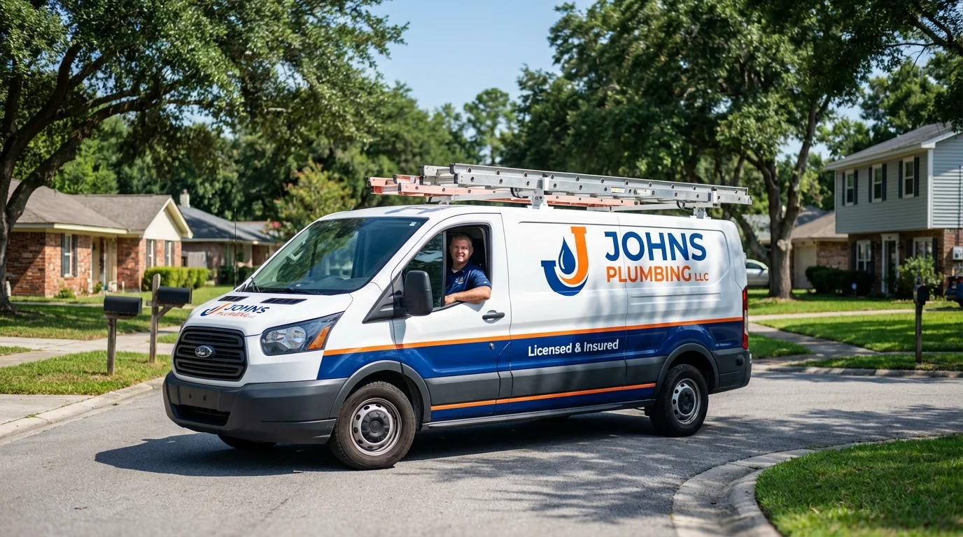 Johns Plumbing LLC service van in McMinnville, TN