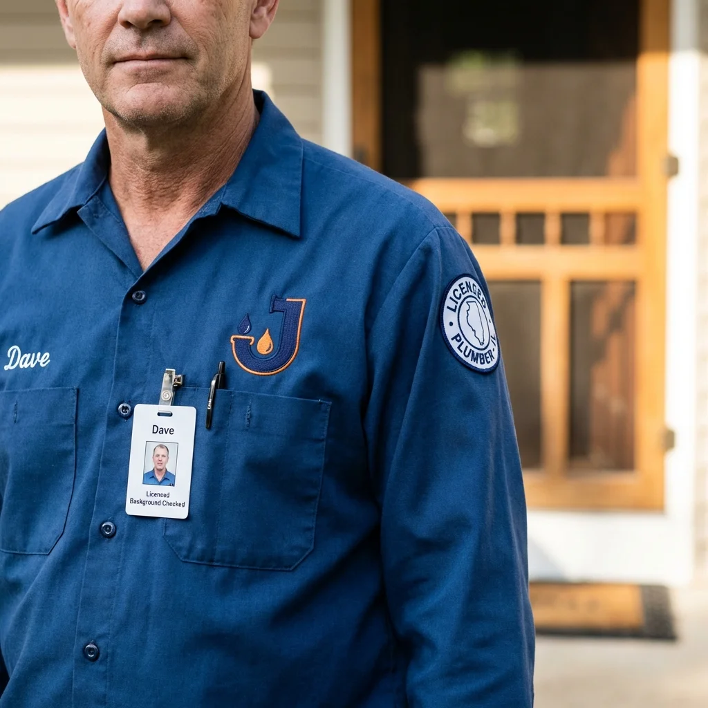 Licensed plumber showing ID badge in McMinnville, TN