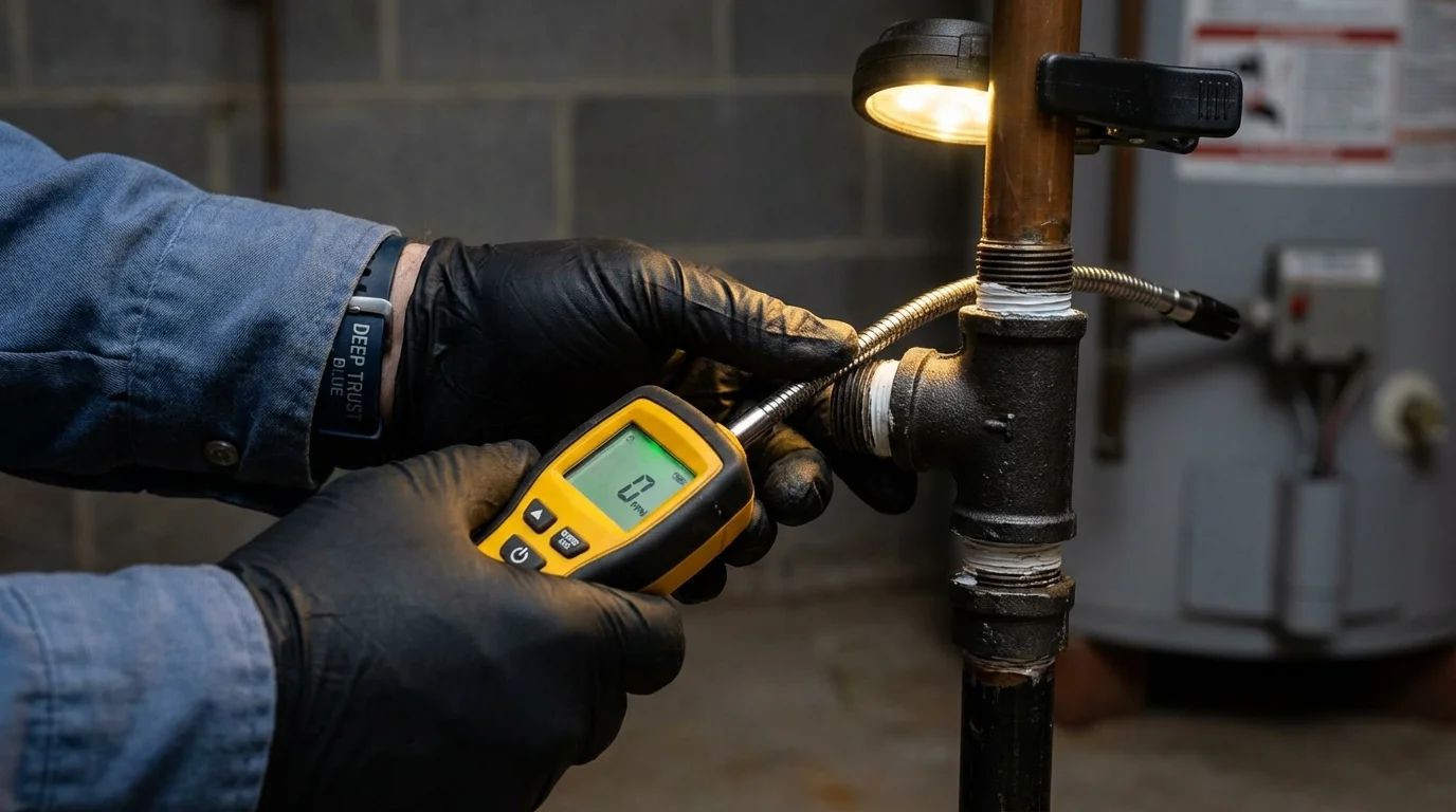 Gas leak detection with electronic sniffer by Johns Plumbing LLC in McMinnville