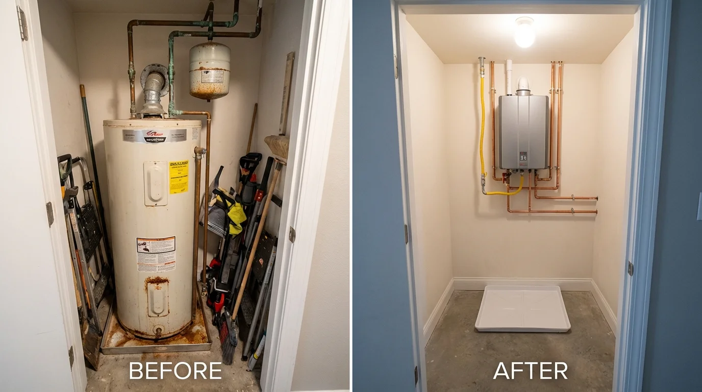 Tank water heater versus wall-mounted tankless unit comparison for McMinnville, TN homeowners